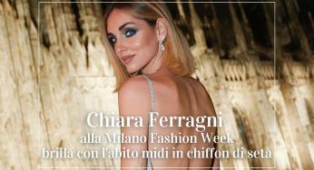 Chiara Ferragni apre la Milano Fashion Week con un abito in chiffon di seta per il party Nespresso (senza Fedez)