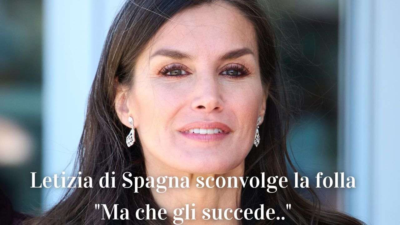 Letizia di Spagna sconvolge la folla look rosa